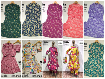 Mishba 030326 Jnx Cambric Kurti Pant Set Supplier Ahmedabad