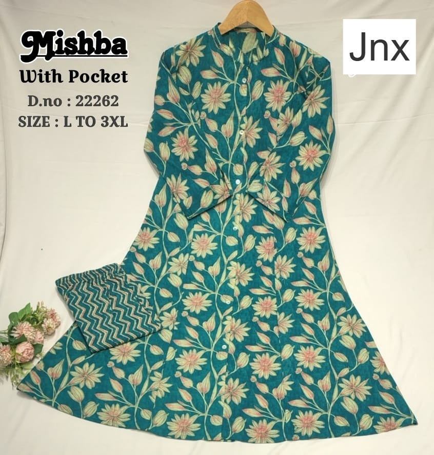 Mishba 030326 Jnx Cambric Kurti Pant Set Supplier Ahmedabad