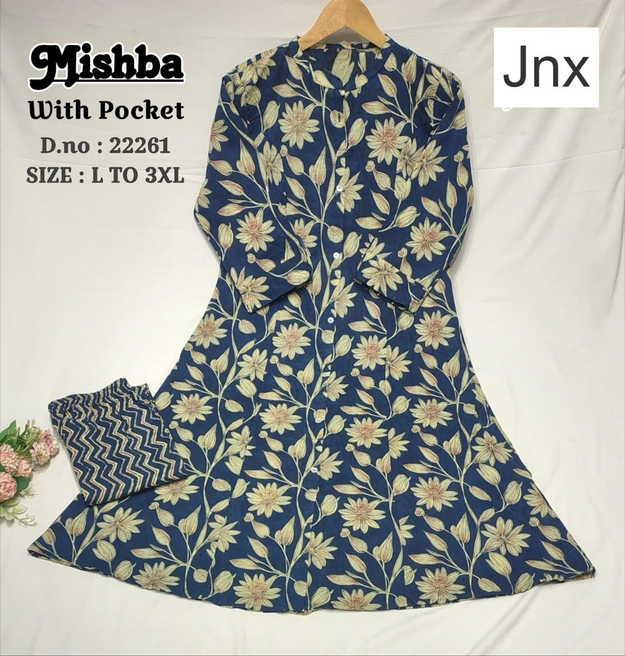 Mishba 030326 Jnx Cambric Kurti Pant Set Supplier Ahmedabad