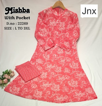 Mishba 030326 Jnx Cambric Kurti Pant Set Supplier Ahmedabad