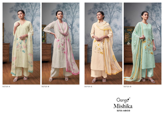 Mishika 2723 Ganga Premium Cotton Plazzo Style Suits Manufacturer
