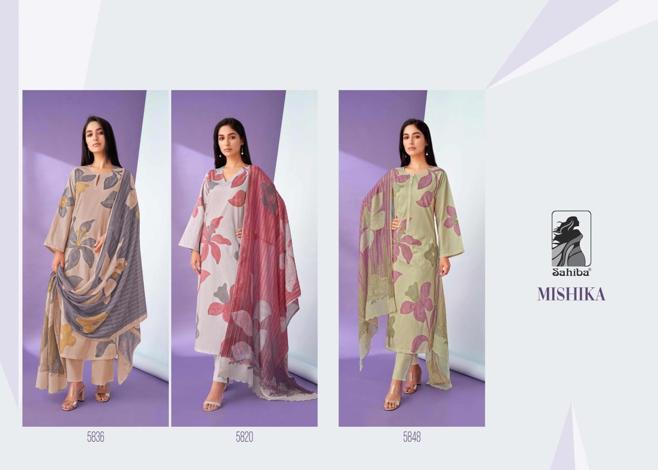 Mishika Sahiba Cotton Lawn Pant Style Suits Exporter India