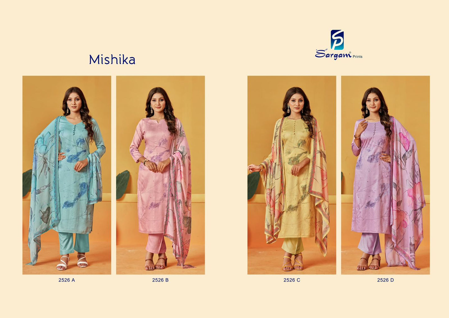 Mishika Sargam Prints Pure Jam Pant Style Suits Wholesale Price