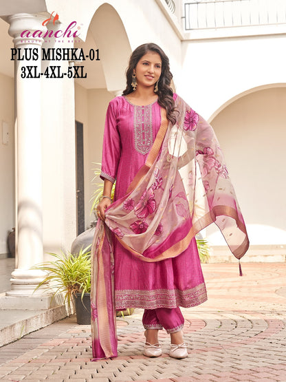 Mishka 01 To 03 Aanchi Vichitra Silk Readymade Anarkali Suits Exporter Ahmedabad