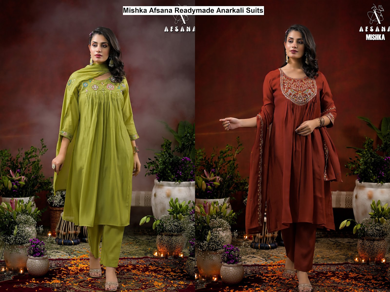 Mishka Afsana Chanderi Silk Readymade Anarkali Suits Exporter Gujarat