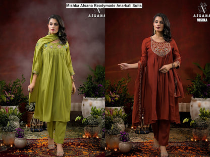 Mishka Afsana Chanderi Silk Readymade Anarkali Suits Exporter Gujarat