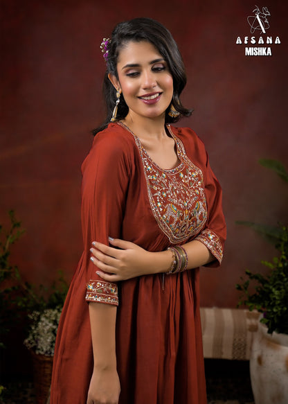 Mishka Afsana Chanderi Silk Readymade Anarkali Suits Exporter Gujarat