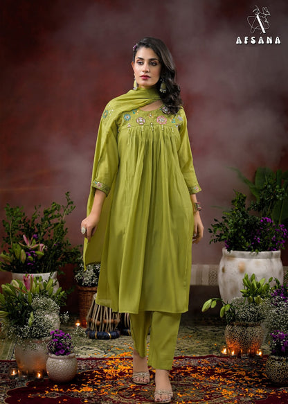 Mishka Afsana Chanderi Silk Readymade Anarkali Suits Exporter Gujarat