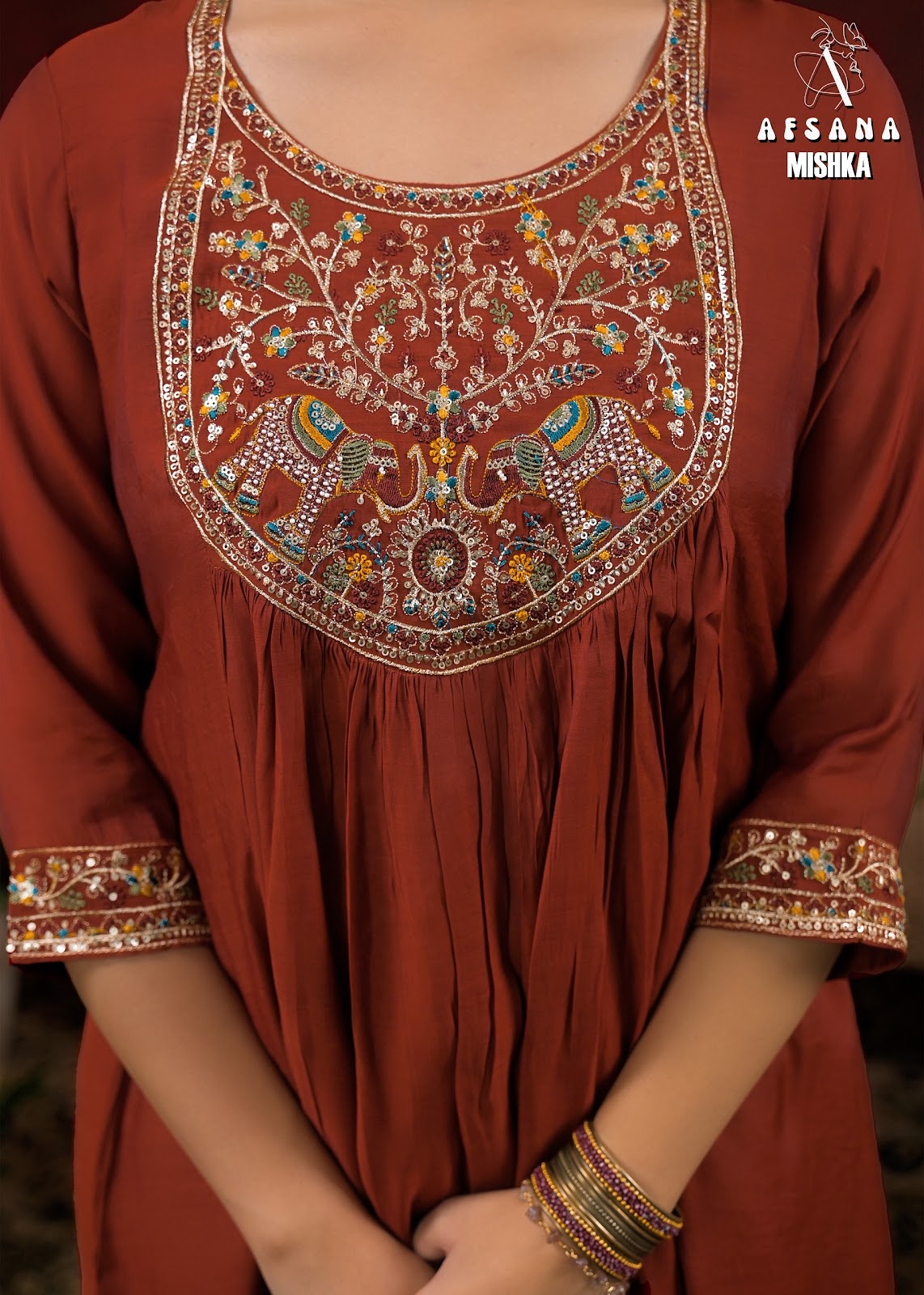 Mishka Afsana Chanderi Silk Readymade Anarkali Suits Exporter Gujarat