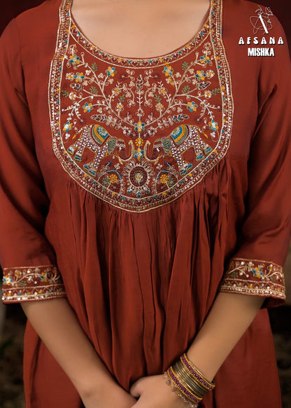 Mishka Afsana Chanderi Silk Readymade Anarkali Suits Exporter Gujarat