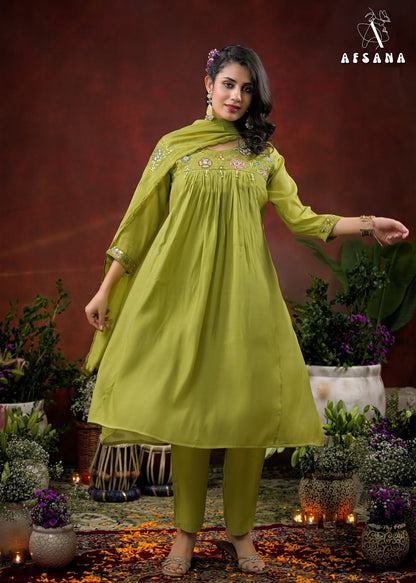 Mishka Afsana Chanderi Silk Readymade Anarkali Suits Exporter Gujarat