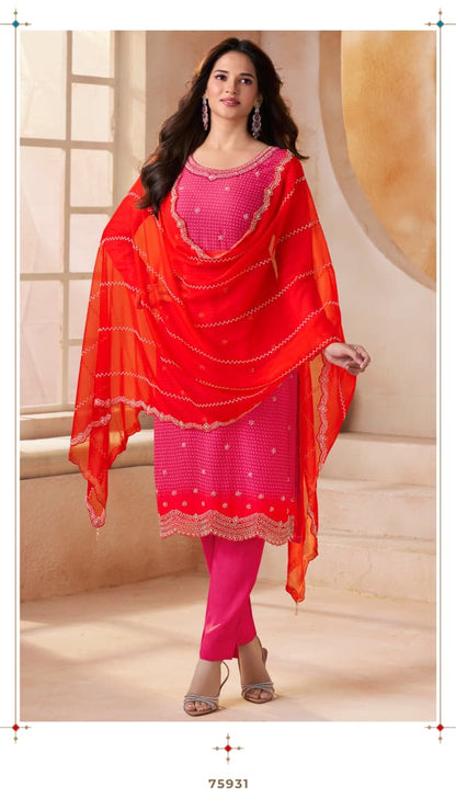 Mishka Kuleesh Vinay Fashion Llp Chiffon Organza Pant Style Suits Supplier Ahmedabad