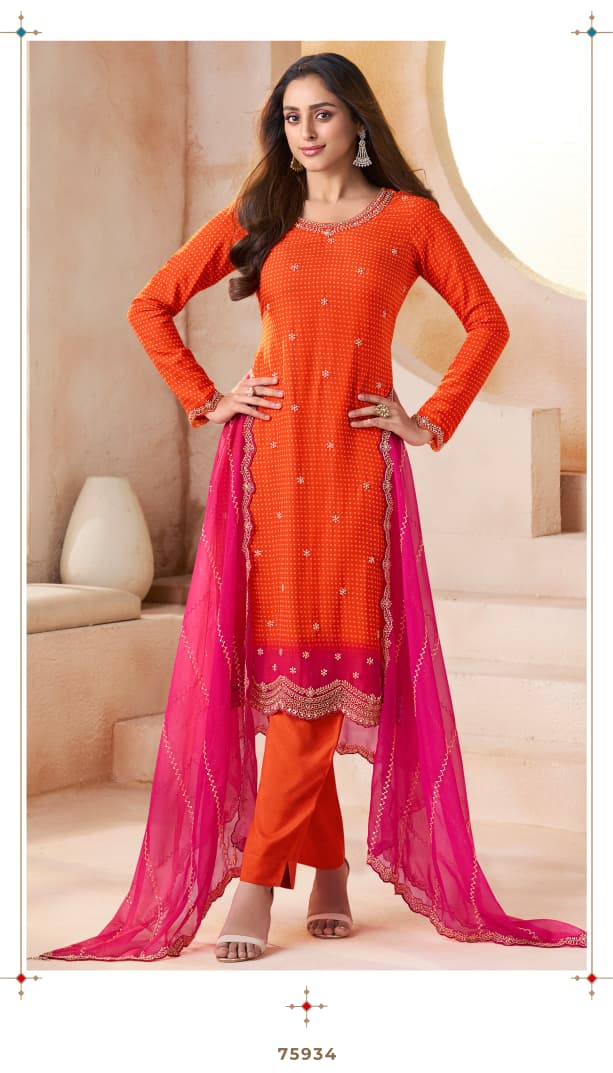 Mishka Kuleesh Vinay Fashion Llp Chiffon Organza Pant Style Suits Supplier Ahmedabad