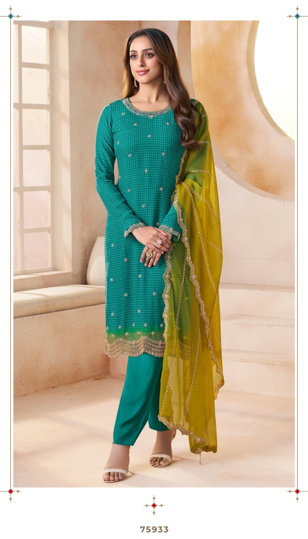 Mishka Kuleesh Vinay Fashion Llp Chiffon Organza Pant Style Suits Supplier Ahmedabad