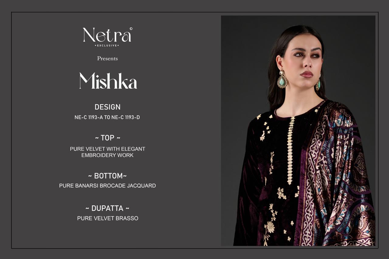 Mishka Netra Velvet Suits Wholesaler India