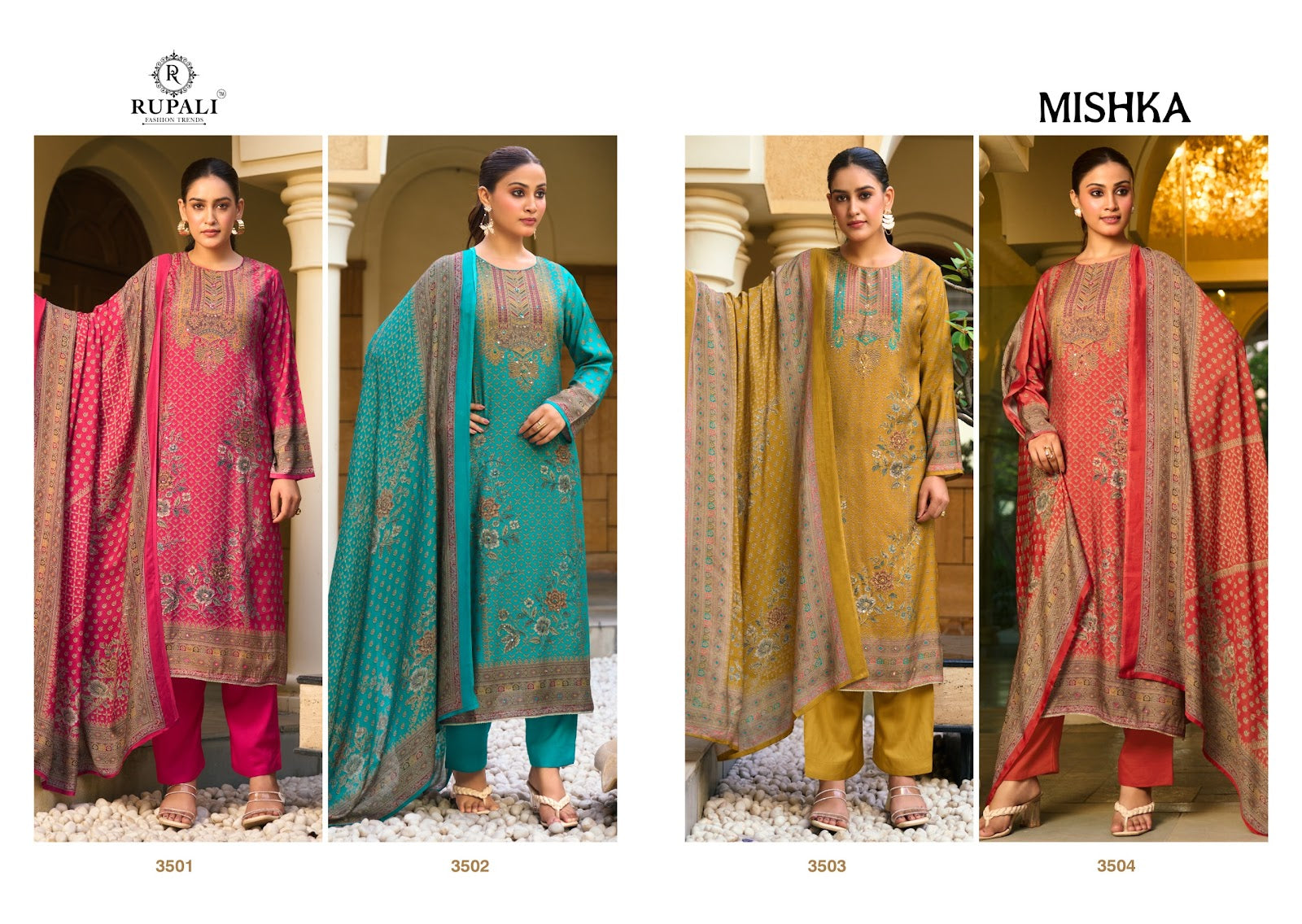 Mishka Rupali Viscose Muslin Pant Style Suits Wholesale