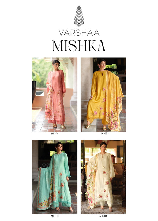 Mishka Varshaa Viscose Muslin Pant Style Suits Wholesale Price