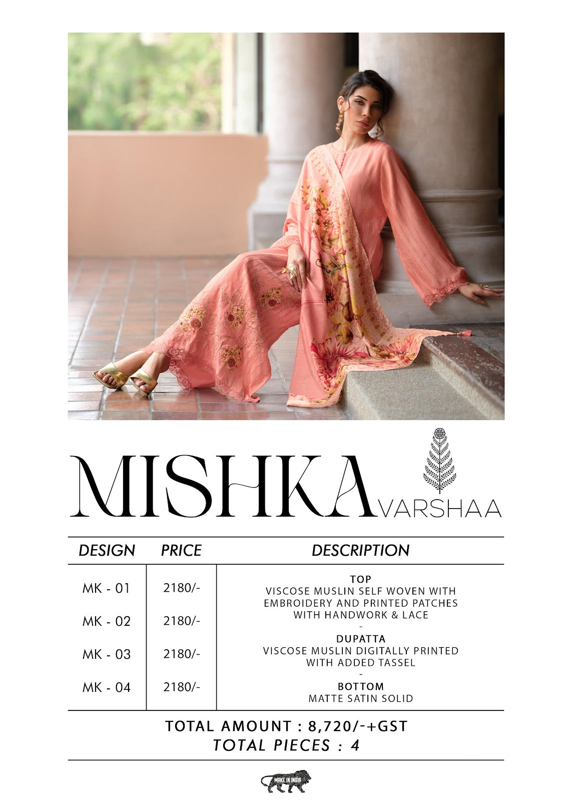 Mishka Varshaa Viscose Muslin Pant Style Suits Wholesale Price