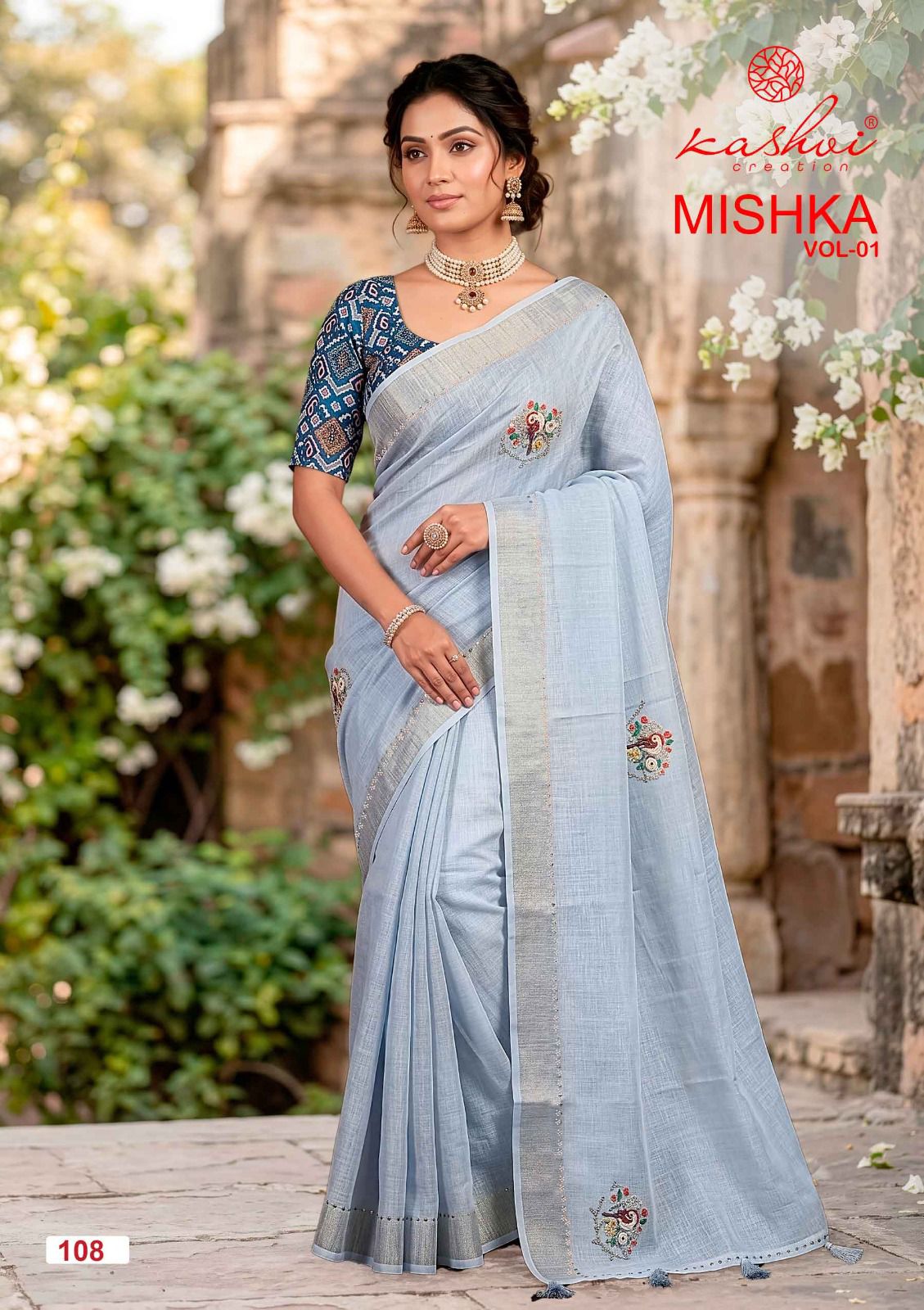 Mishka Vol 1 Kashvi Creation Linen Silk Sarees Wholesale