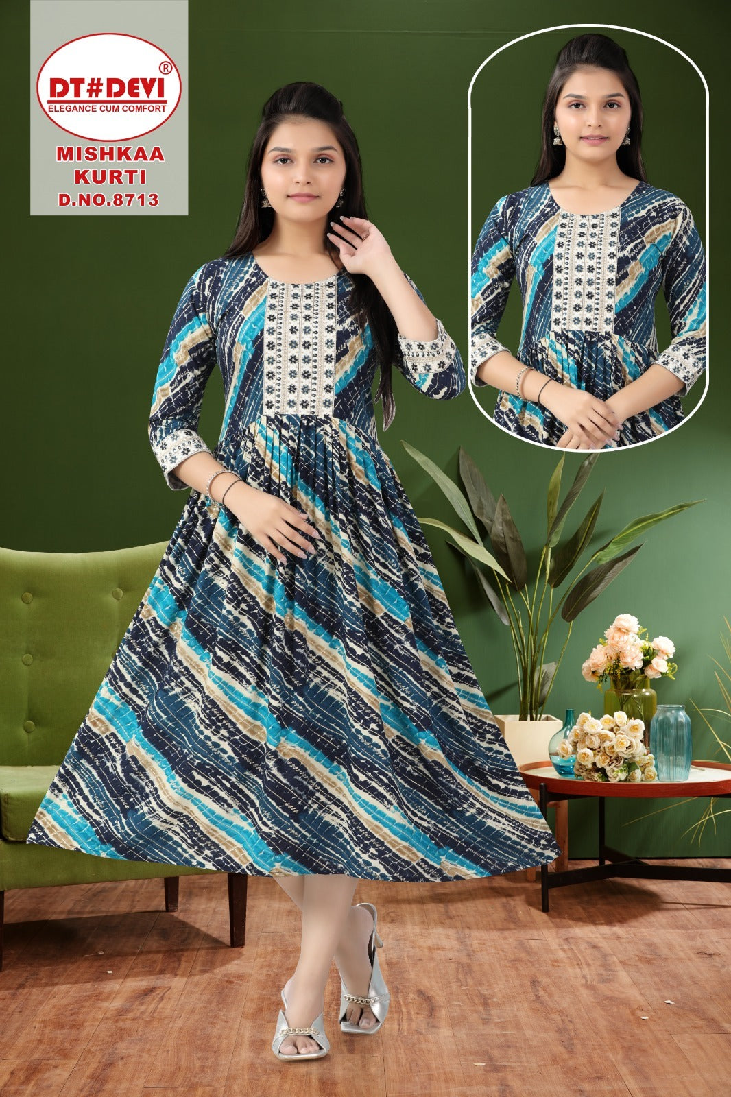 Mishkaa 8713 Dt Devi Rayon Anarkali Kurtis Exporter