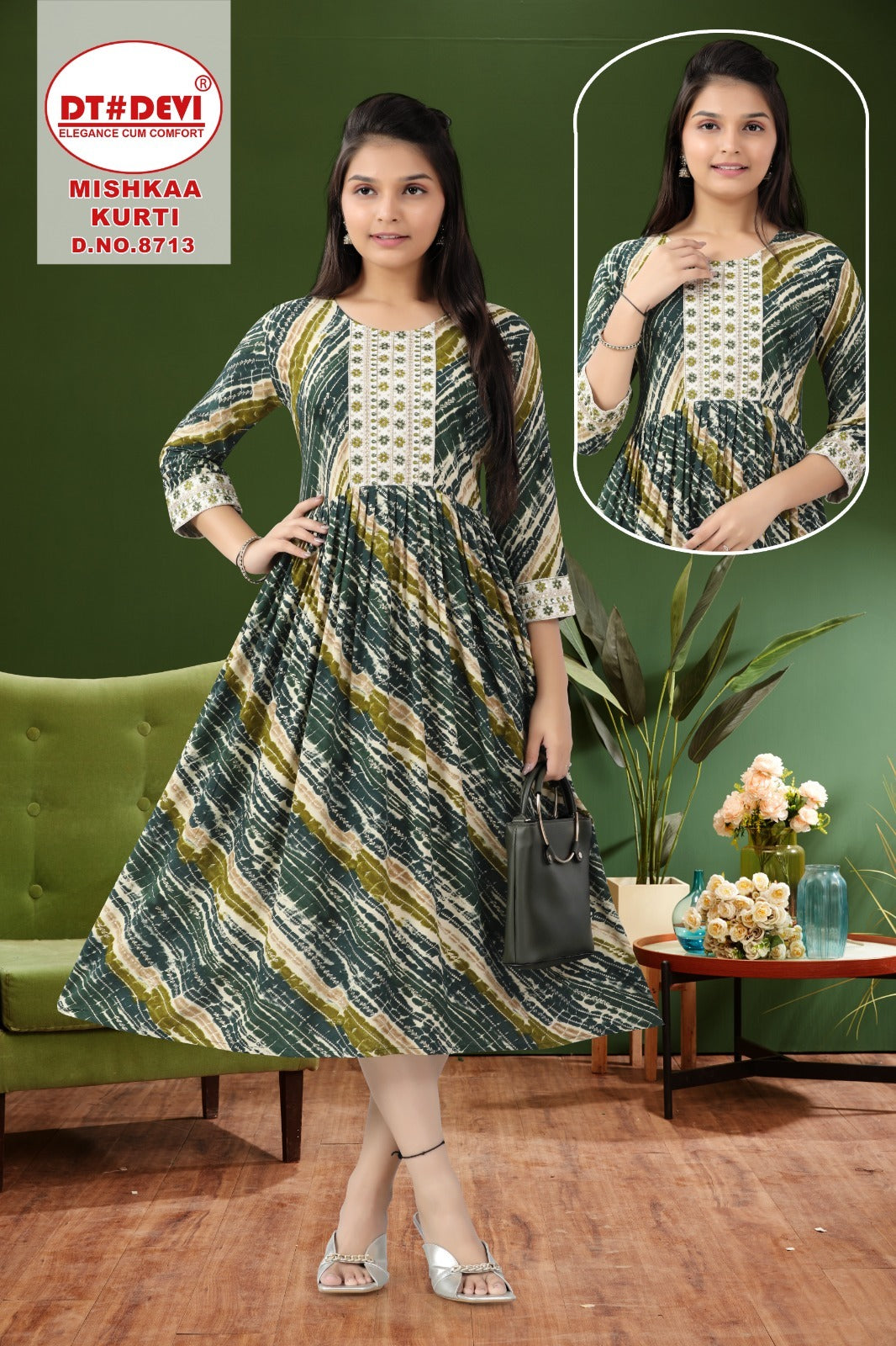 Mishkaa 8713 Dt Devi Rayon Anarkali Kurtis Exporter