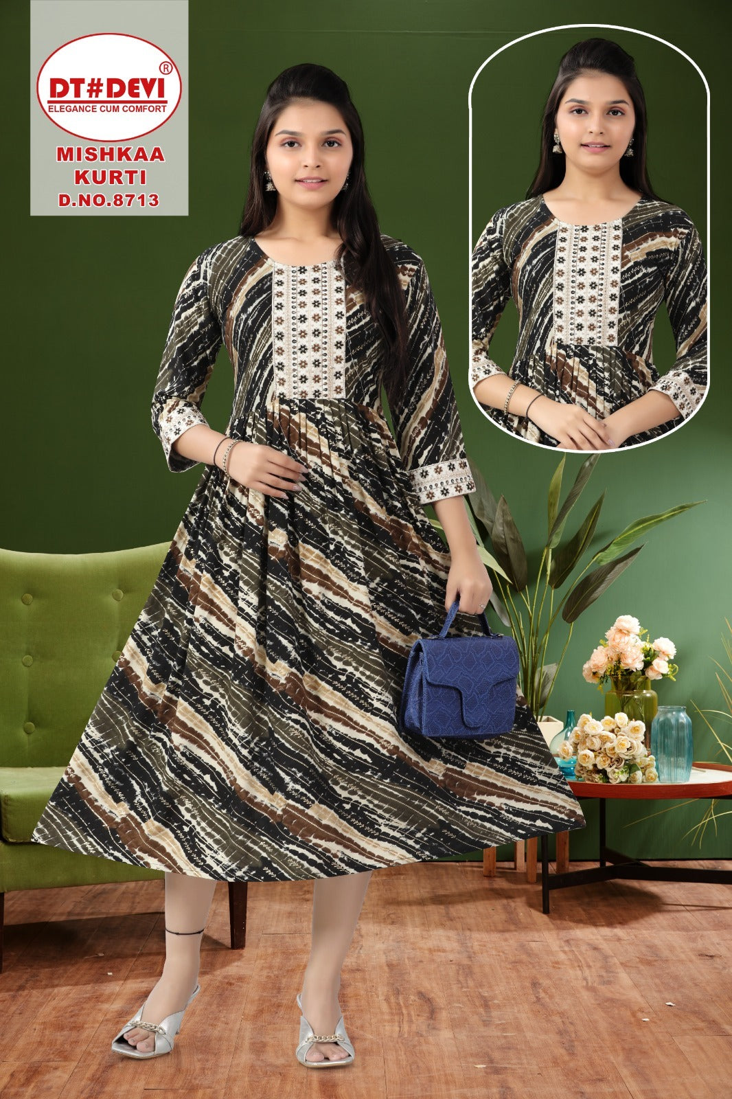 Mishkaa 8713 Dt Devi Rayon Anarkali Kurtis Exporter