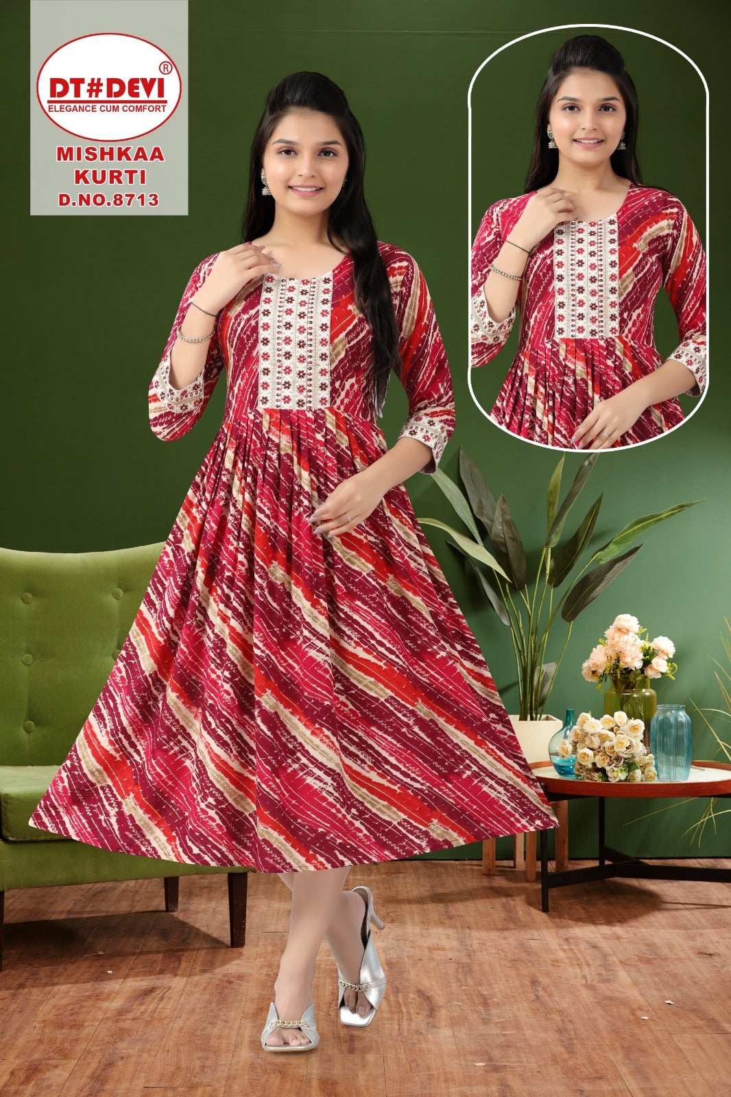 Mishkaa 8713 Dt Devi Rayon Anarkali Kurtis Exporter