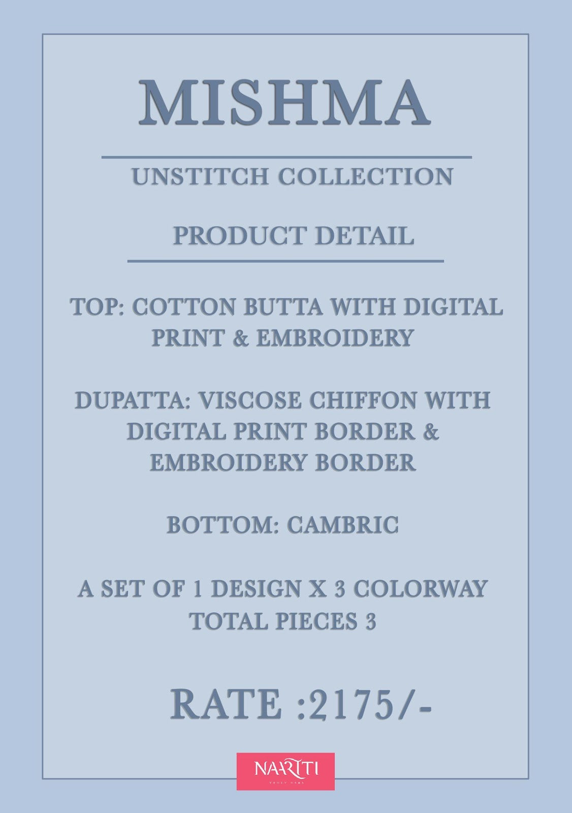 Mishma Naariti Cotton Pant Style Suits Wholesale Rate