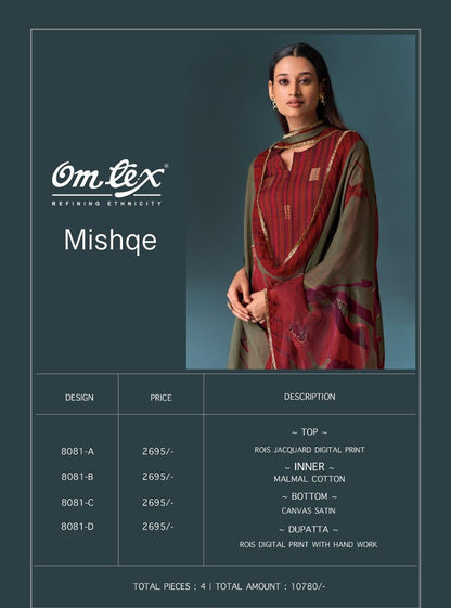 Mishqe 8081 Omtex Jacquard Pant Style Suits Exporter India