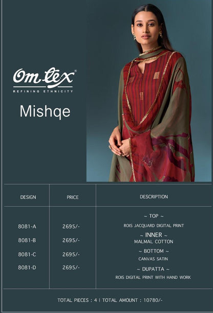 Mishque Omtex Jacquard Pant Style Suits Wholesale Price