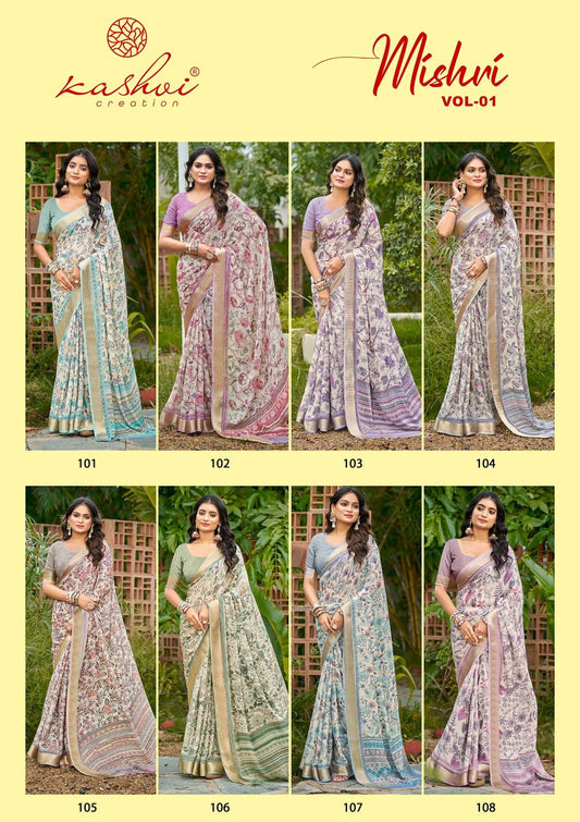 Mishri Kashvi Creation Dull Moss Sarees Exporter India