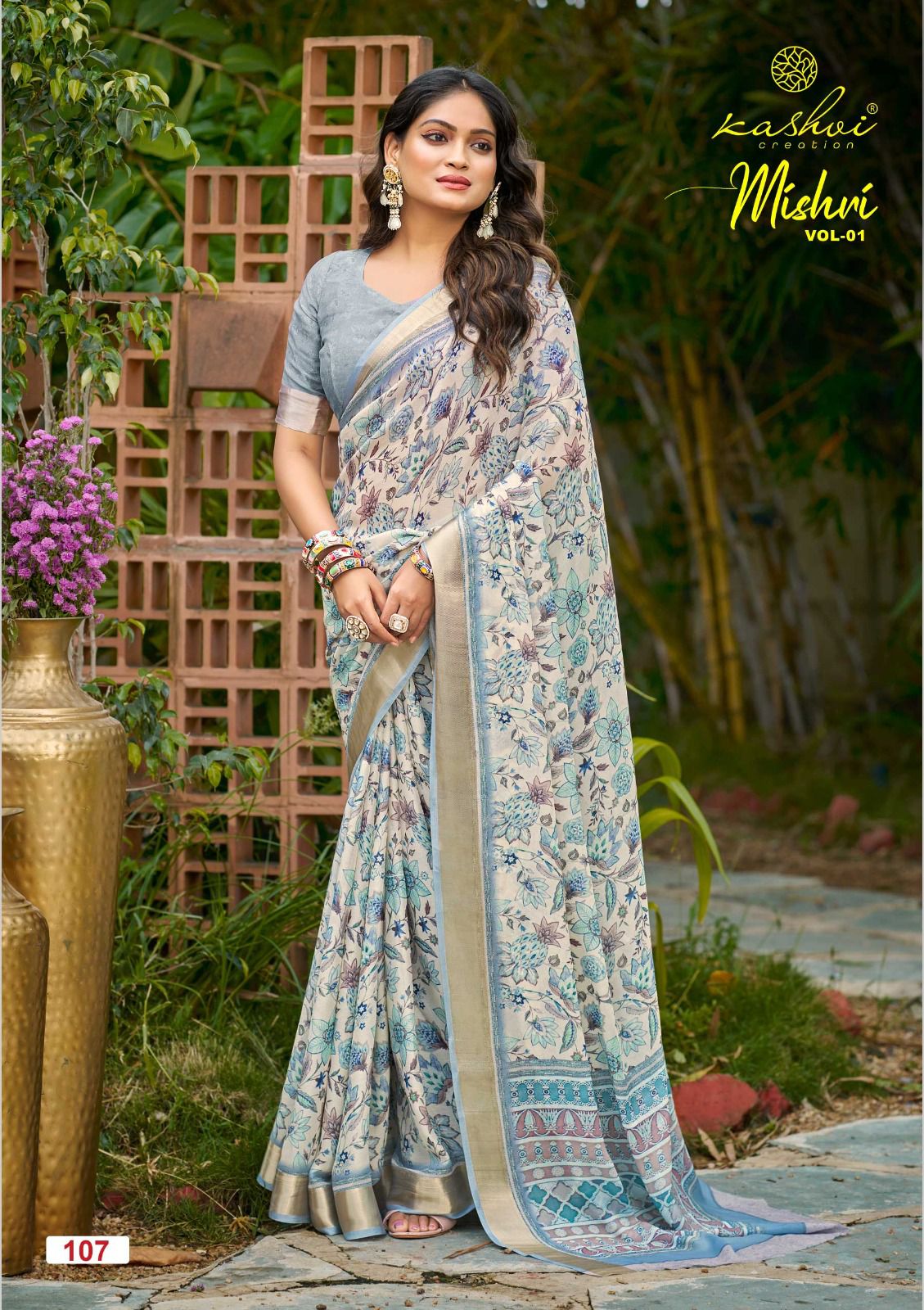 Mishri Kashvi Creation Dull Moss Sarees Exporter India