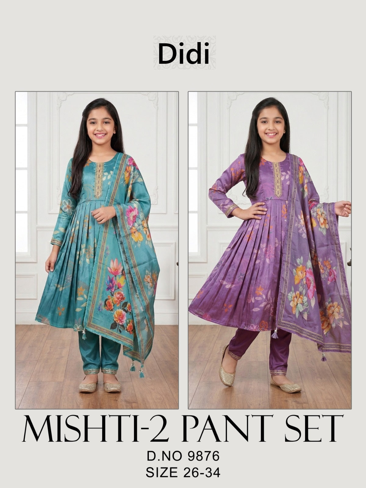 Mishti 2 Dn 9876 Didi Roman Girls Readymade Pant Suits Wholesale Rate