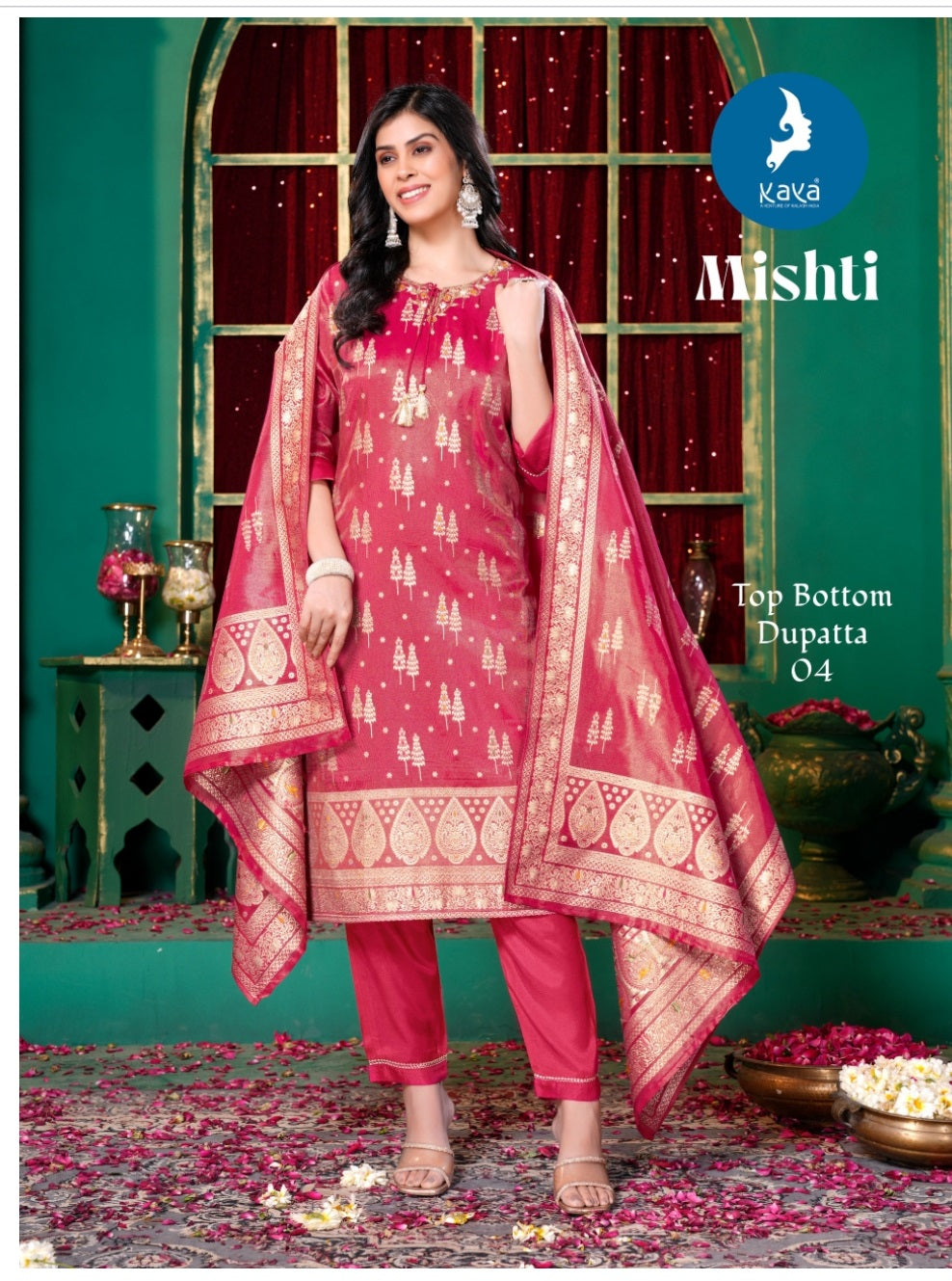 Mishti Kaya Silk Jacquard Readymade Pant Style Suits Exporter Ahmedabad