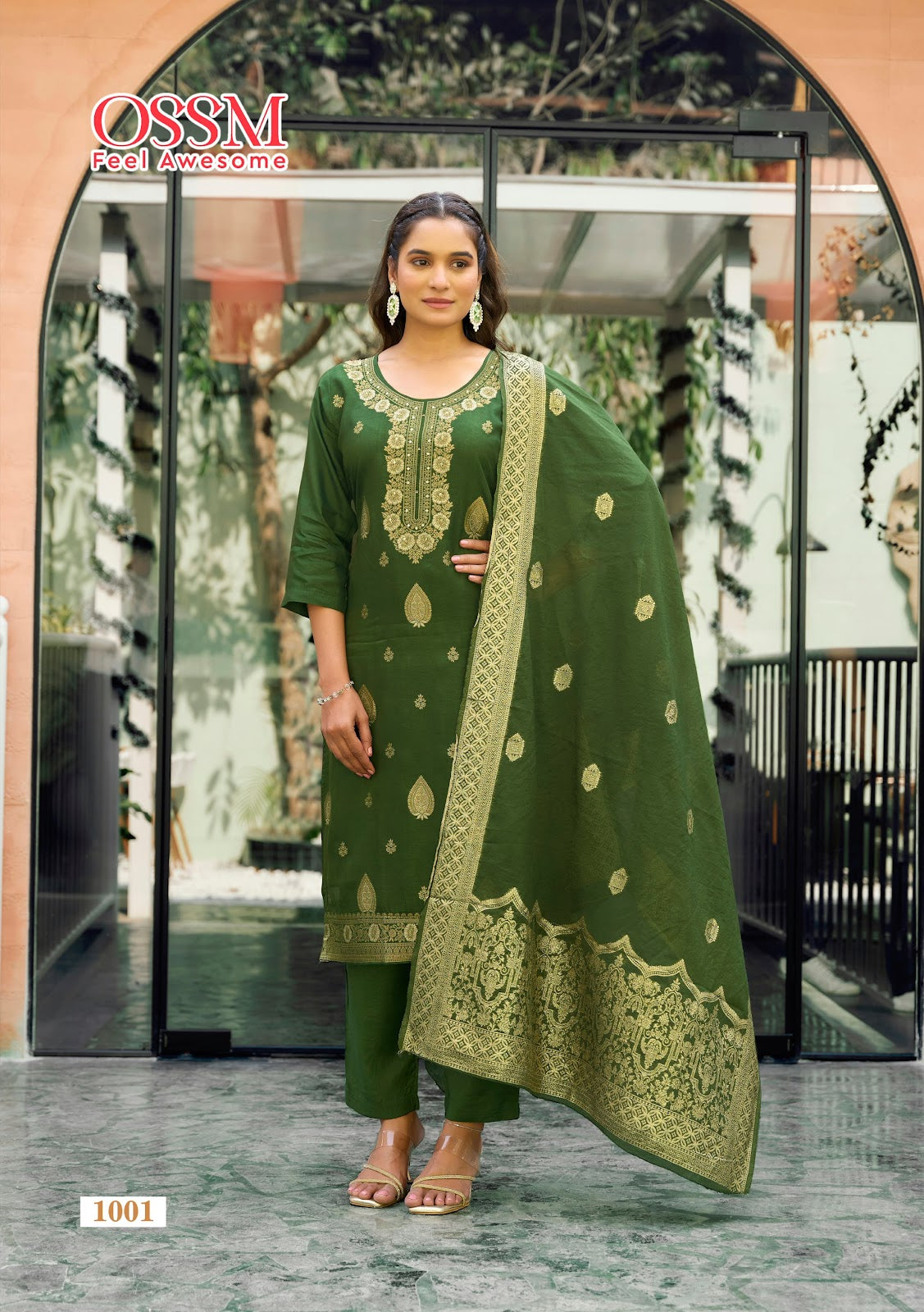 Mishti Ossm Silk Jacquard Readymade Pant Style Suits Wholesale Price