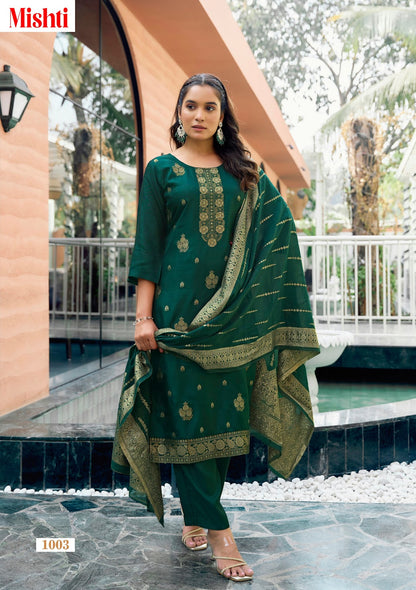 Mishti Ossm Silk Jacquard Readymade Pant Style Suits Wholesale Price