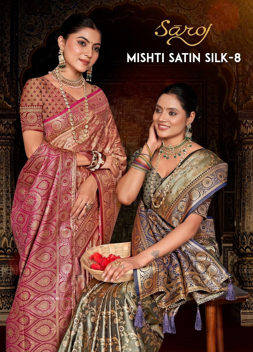 Mishti Satin Silk Vol 8 Saroj Sarees Exporter Gujarat