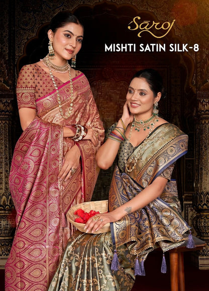 Mishti Satin Silk Vol 8 Saroj Sarees Exporter Gujarat