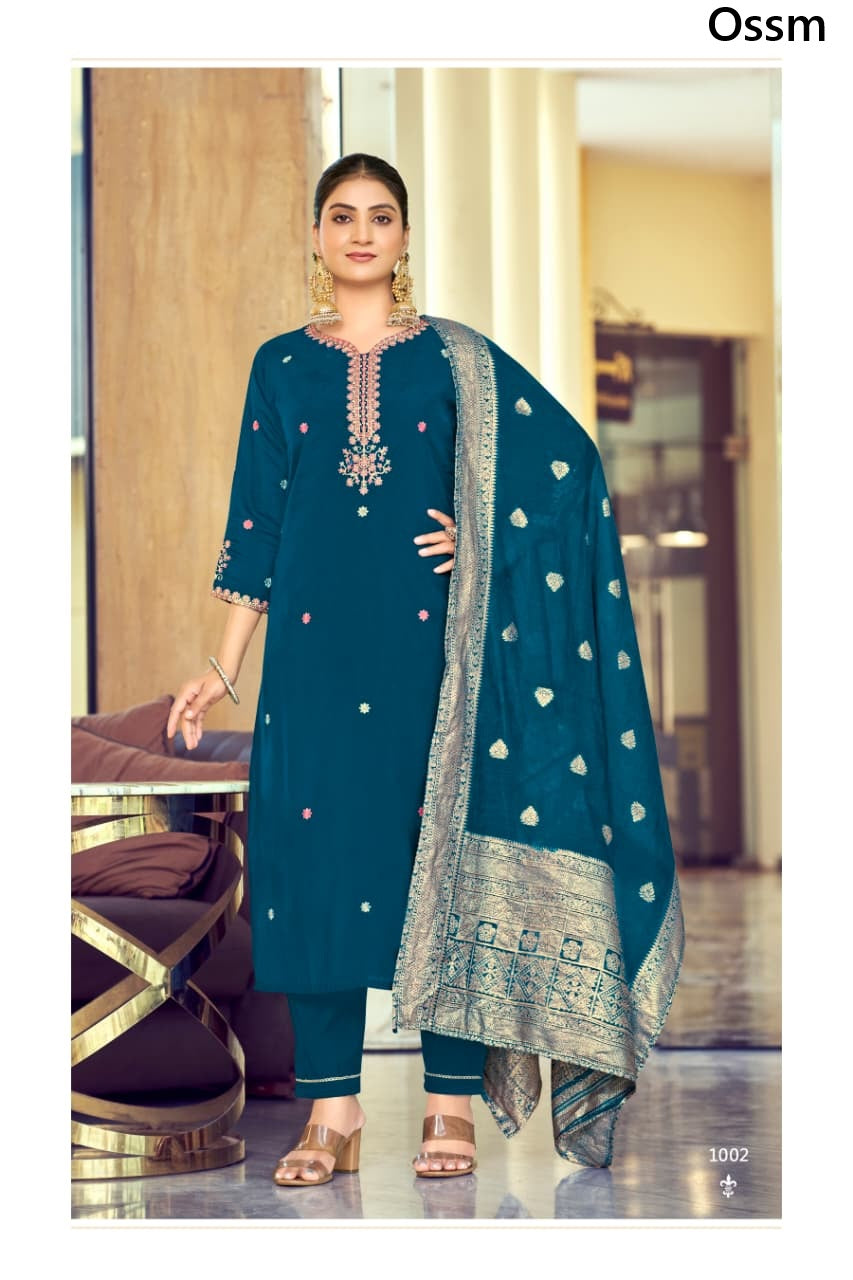 Mishti Vol 2 Ossm Roman Silk Readymade Pant Style Suits Exporter