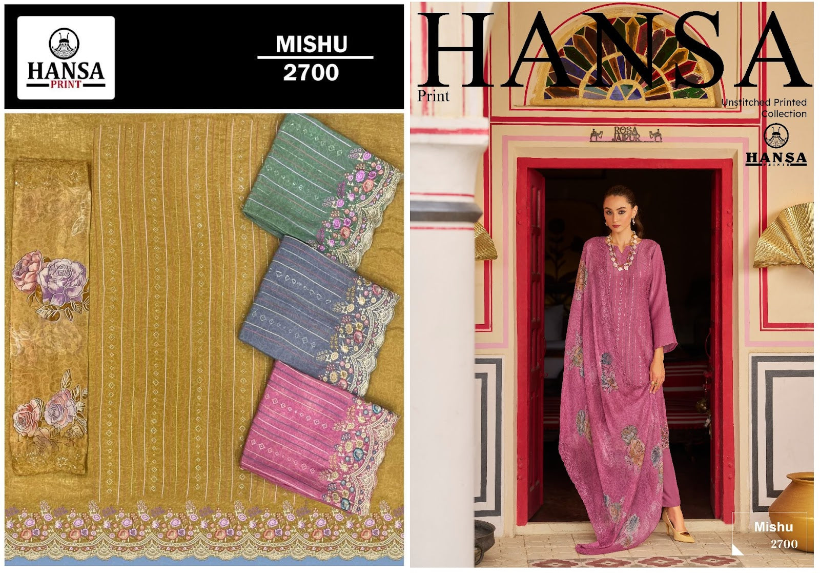 Mishu 2700 Hansa Prints Silk Pant Style Suits Manufacturer