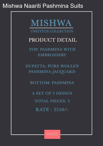 Mishwa Naariti Pashmina Suits Wholesale Price