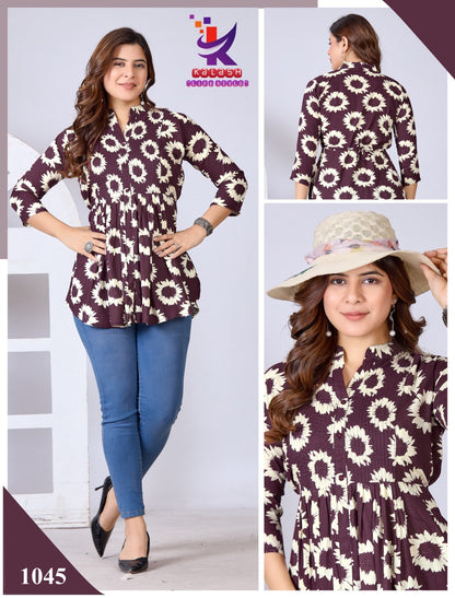 Miss Glow 5 Mlm Kalash Lifestyle Rayon 17Kg Fancy Tops Exporter India