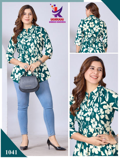 Miss Glow 5 Mlm Kalash Lifestyle Rayon 17Kg Fancy Tops Exporter India