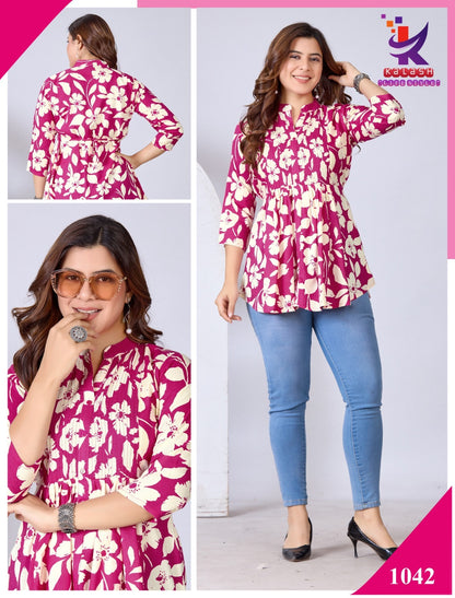 Miss Glow 5 Mlm Kalash Lifestyle Rayon 17Kg Fancy Tops Exporter India