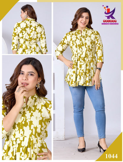 Miss Glow 5 Mlm Kalash Lifestyle Rayon 17Kg Fancy Tops Exporter India