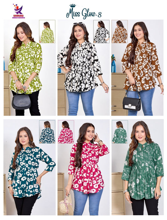 Miss Glow 8 Mlm Kalash Lifestyle Rayon 17Kg Fancy Tops Wholesale Price