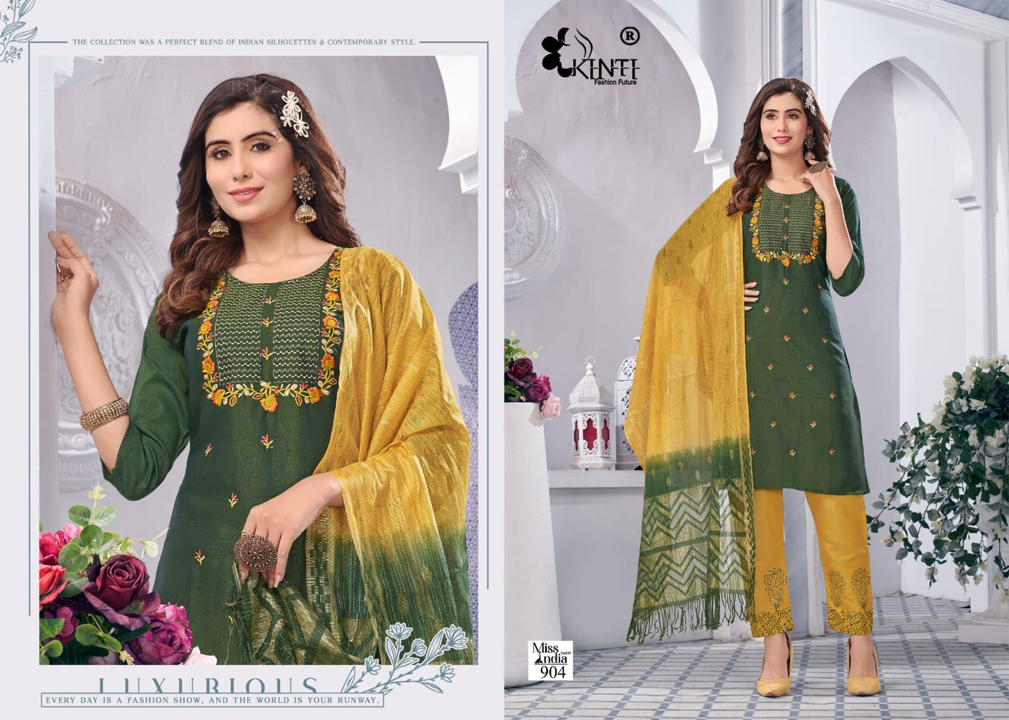 Miss India Vol 9 Kinti Two Tone Rayon Readymade Pant Style Suits