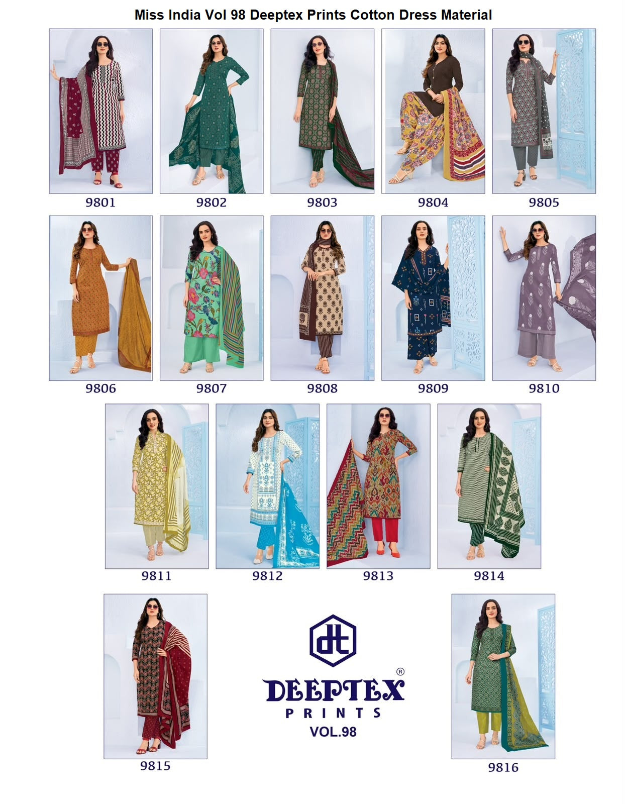 Miss India Vol 98 Deeptex Prints Cotton Dress Material Supplier