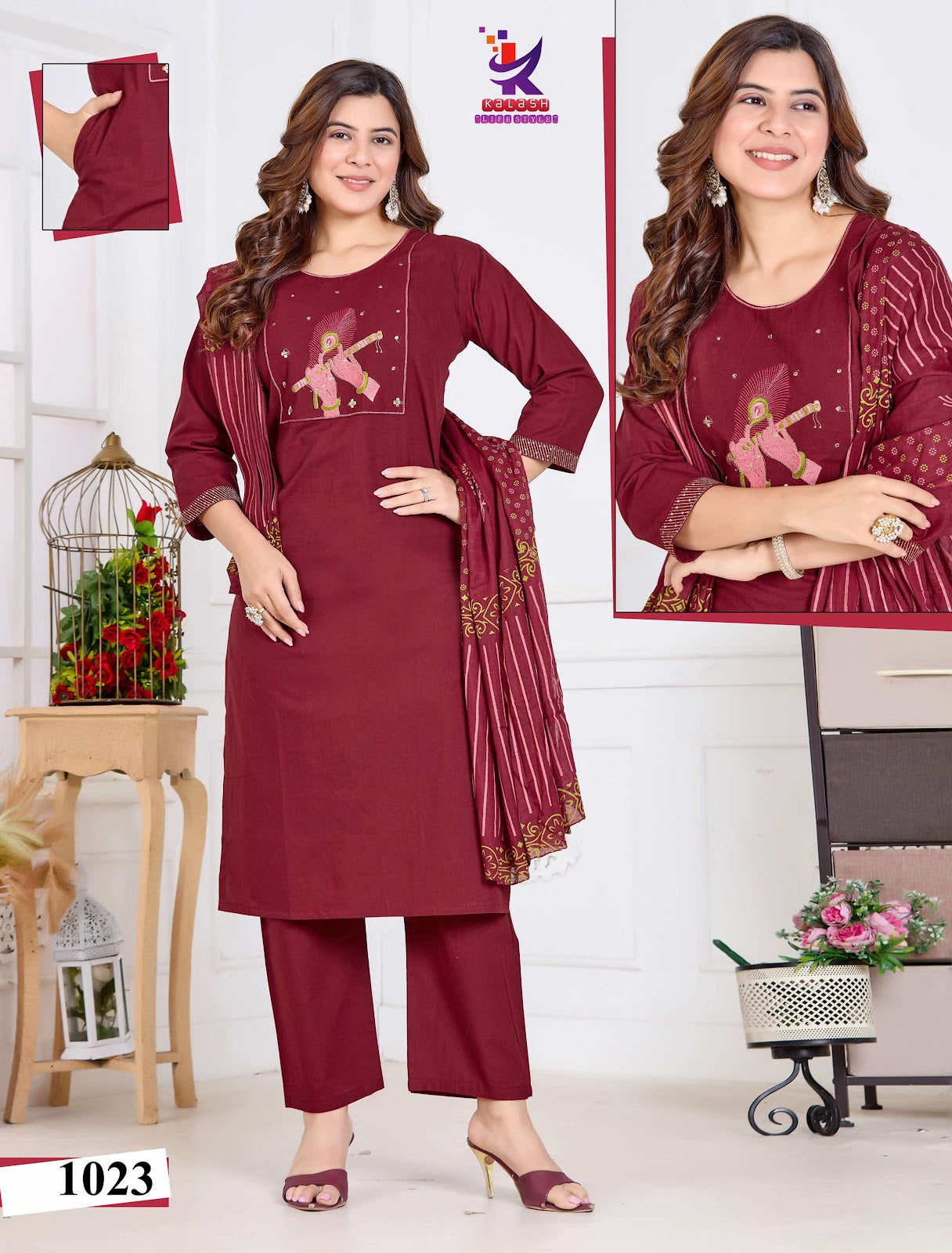 Miss Star Mlm Kalash Lifestyle Dhabu Cotton Readymade Pant Style Suits Supplier