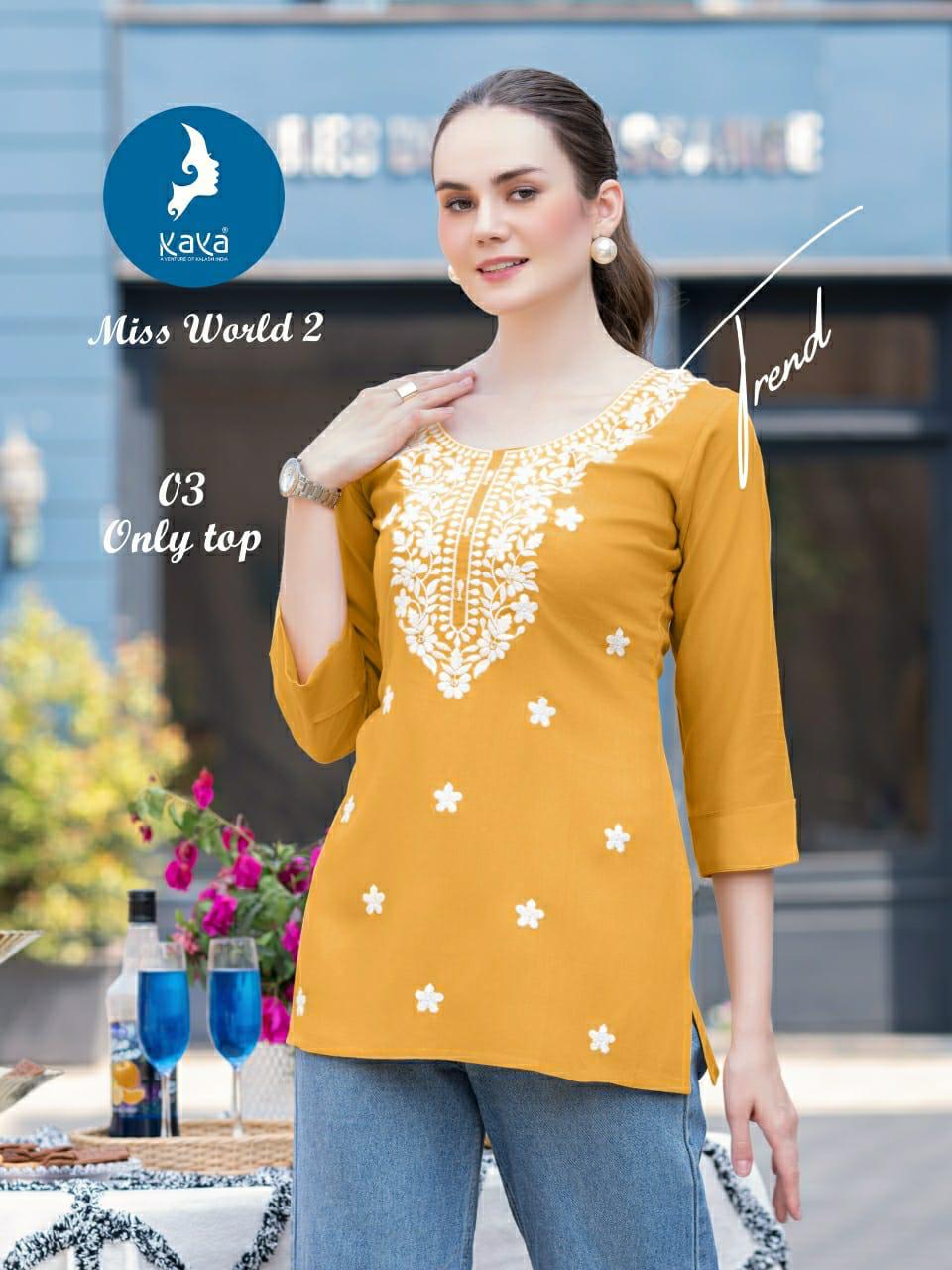 Miss World 2 Kaya Reyon Short Kurtis Manufacturer